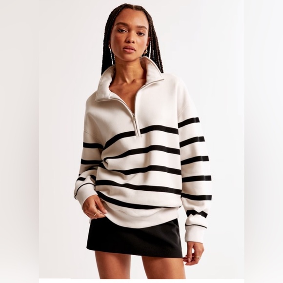 Abercrombie & Fitch Tops - Abercrombie & Fitch Vintage Stripe Essential Sunday Half-Zip Sweatshirt